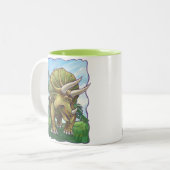 Niedliche Triceratops Leiter und Schwanz Zweifarbige Tasse (Vorderseite Links)