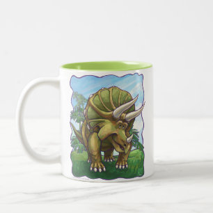 Niedliche Triceratops Leiter und Schwanz Zweifarbige Tasse
