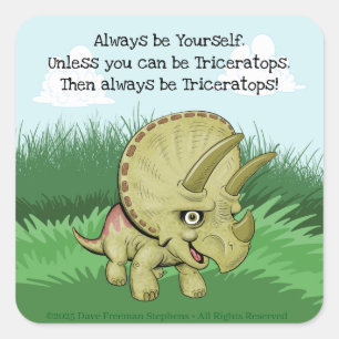 Niedliche Triceratops Quadratischer Aufkleber