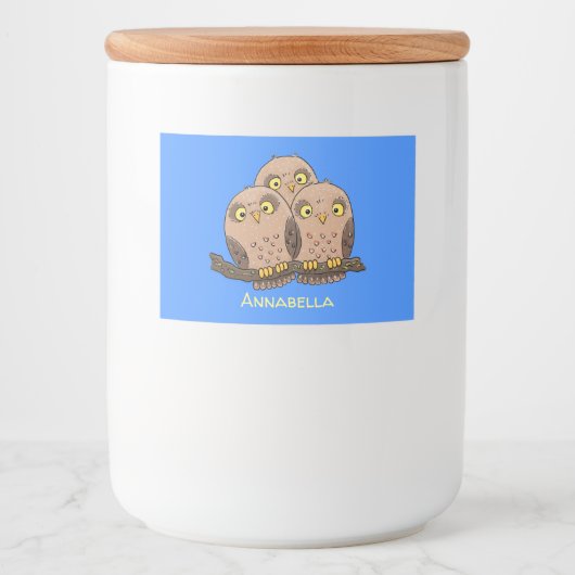 Niedliche Trio-Cartoon-Abbildung Lebensmitteletikett (Vorderseite)