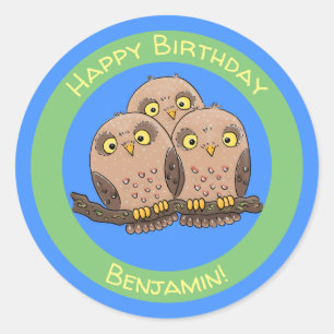 Niedliche Trio-Cartoon-Abbildung Runder Aufkleber