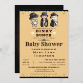 Niedliche Triplets Binky Bunch Western Babydusche Einladung (Vorne/Hinten)