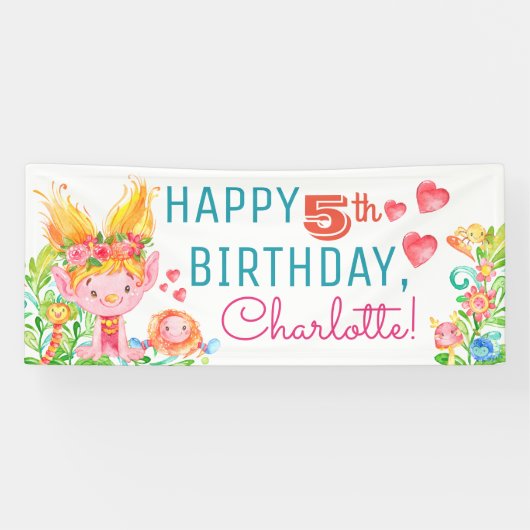 Niedliche Troll-Party-Banner Banner (Horizontal)