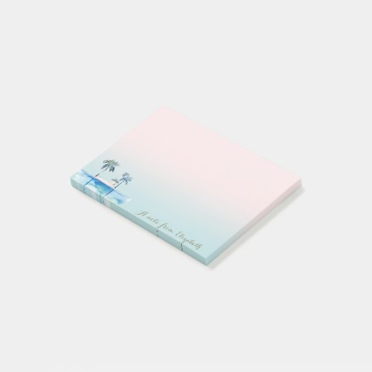 Niedliche Tropen, Palmen, Ozean Post-it Klebezettel (angewinkelt)