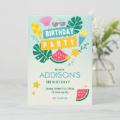Niedliche Tropenbad Geburtstagsparty Einladung (Stehend Vorderseite)