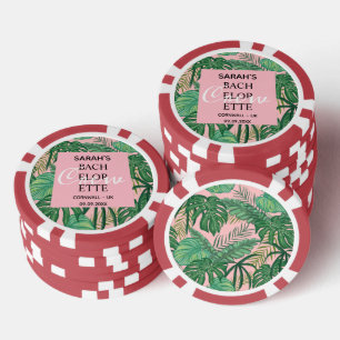 Niedliche Tropenpalme Pink Bachelorette Hochzeit Pokerchips