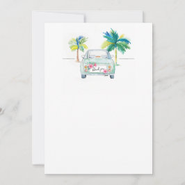 Niedliche Tropenpalme und Wasserfarbe für Autos Vi Dankeskarte