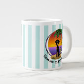 Niedliche Tropical Island Beach Dackel (schwarz &  Jumbo-Tasse (Vorderseite Rechts)