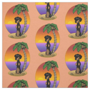 Niedliche Tropical Island Beach Dackel (schwarz & Stoff