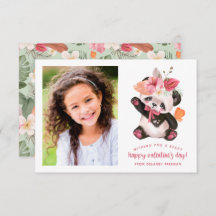 Niedliche Tropical Panda Kids Foto Valentine Card