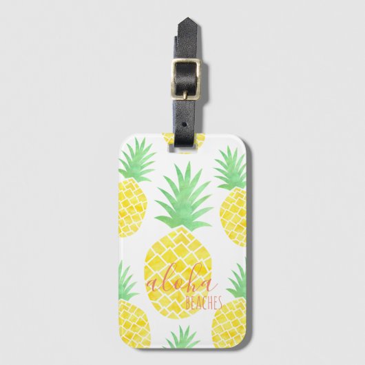 Niedliche tropische Ananas-Aloha-Strände Gepäckanhänger (Vorderseite Vertikal)
