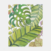 Niedliche tropische Blätter im Fleecefarbild Fleecedecke (Vorderseite)