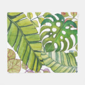 Niedliche tropische Blätter im Fleecefarbild Fleecedecke (Vorderseite (Horizontal))