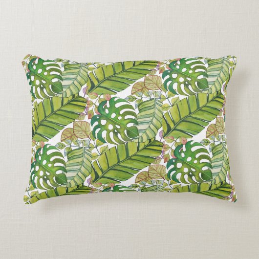 Niedliche tropische Blätter in Aquarellen Dekokissen (Vorderseite)