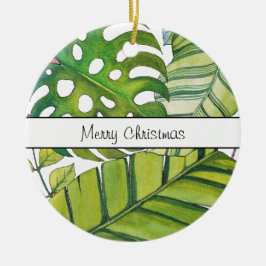 Niedliche tropische Blätter in Aquarellen Keramik Ornament