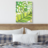 Niedliche tropische Blätter in Aquarellen Leinwanddruck (Insitu (Schlafzimmer))