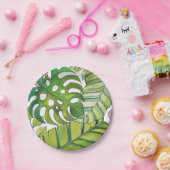 Niedliche tropische Blätter in Aquarellen Pappteller (Party)