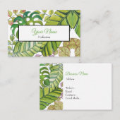 Niedliche tropische Blätter in Aquarellen Visitenkarte (Vorne/Hinten)