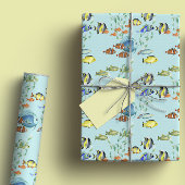 Niedliche tropische Cartoon, blaues Wasser Geschenkpapier Set
