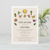 Niedliche tropische Dschungeldusche Virtual Baby Einladung (Stehend Vorderseite)