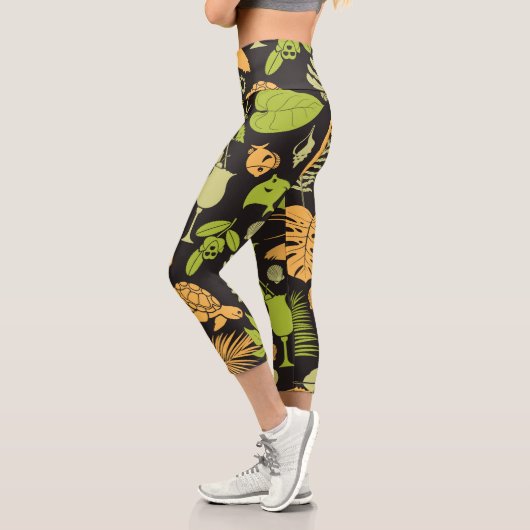 Niedliche tropische Elemente Capri Leggings (Links)