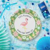Niedliche Tropische Flamingo und Retro Daisy Blume Pappteller (Party)