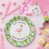 Niedliche Tropische Flamingo und Retro Daisy Blume Pappteller (Party)
