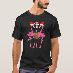Niedliche tropische Flamingos und Ananas Weihnacht T-Shirt