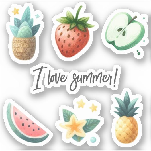 Niedliche tropische Früchte-Blume-Pflanze mit benu Aufkleber (Vorderseite)