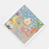 Niedliche tropische Gnome am Strand Luau Party Serviette (Ecke)