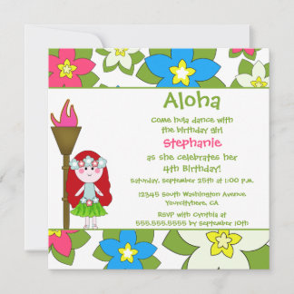 Niedliche tropische Hula-Mädchen Geburtstagsfeier Einladung