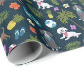 Niedliche tropische Hunde-Muster| Marine Geschenkpapier (Rolleneckpunkt)