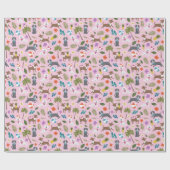 Niedliche tropische Hunde-Muster| Rosa Geschenkpapier (Flach)