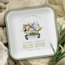 Niedliche tropische Jungtiere im Auto zum Geburtst Pappteller