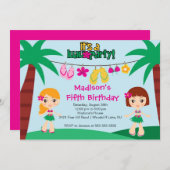 Niedliche tropische Luau Einladung (Vorne/Hinten)