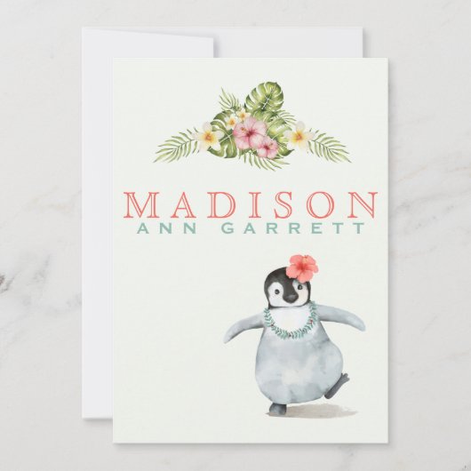 Niedliche tropische Pinguin-Rosa-Foto Ankündigung (Vorderseite)