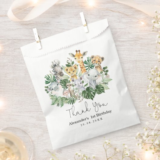 Niedliche tropische Safari Wilde Tiere Jungle Grün Geschenktütchen (Ausgeschnitten)