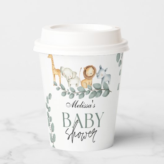 Niedliche tropische Safari Wilde Tiere Jungle Grün Pappbecher (Vorderseite)