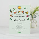 Niedliche tropische Virtual Baby-Dusche Einladung (Stehend Vorderseite)