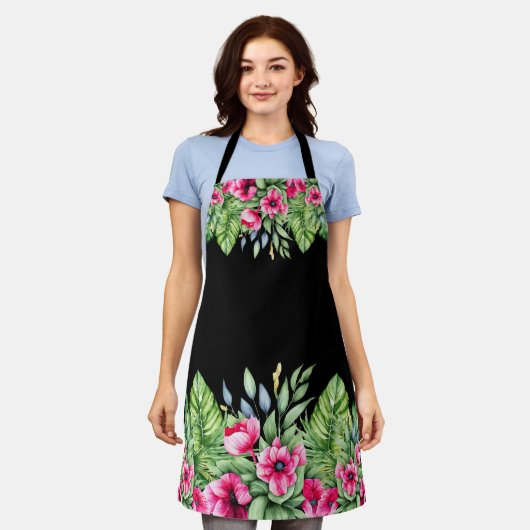 Niedliche tropische Wasserfarben Schürze (Getragen)