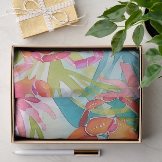 Niedliche tropische Wasserfarbenkrebse Seidenpapier (Geschenk)