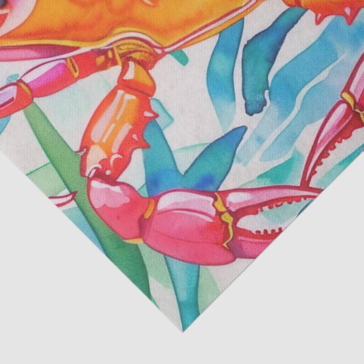 Niedliche tropische Wasserfarbenkrebse Seidenpapier (Detail)