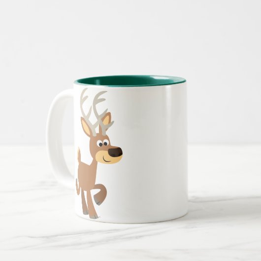Niedliche Trotting Cartoon Hirsche Tasse (Vorderseite Links)