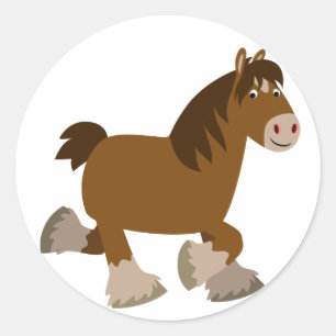 Niedliche Trotting Cartoon Shire Horse Sticker