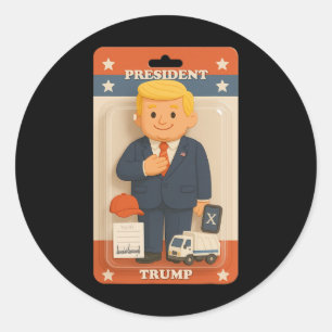 Niedliche Trump-Aktion Abbildung Trend Shirt Runder Aufkleber