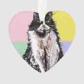 Niedliche Tuedo Katzenpastellfarben Rosa Kinder Na Ornament (Rückseite)