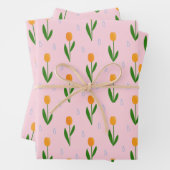 Niedliche Tulip-Blume mit Raindrop-Muster Geschenkpapier Set (Beispiel)