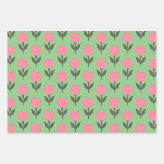 Niedliche Tulips-Blume | Jegliche Hintergrundfarbe Geschenkpapier Set (Vorderseite 3)