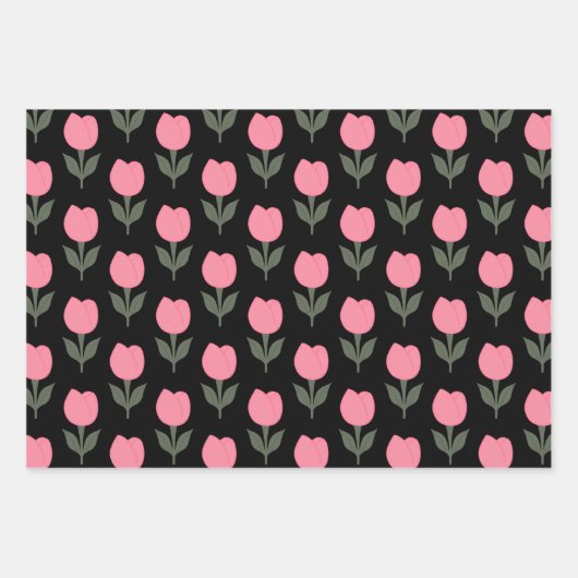 Niedliche Tulips-Blume | Jegliche Hintergrundfarbe Geschenkpapier Set (Vorderseite 2)