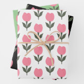 Niedliche Tulips-Blume | Jegliche Hintergrundfarbe Geschenkpapier Set (Beispiel)